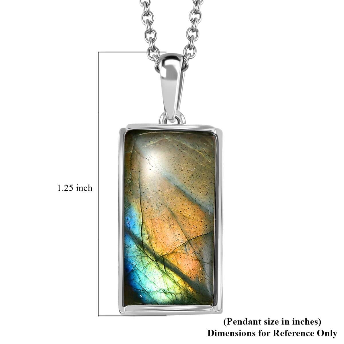 Doorbuster Malagasy Labradorite 14.65 ctw Solitaire Pendant in Platinum Bond with Stainless Steel Necklace 20 Inches image number 6