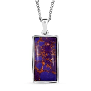 Karis Mojave Purple Turquoise 10.25 ctw Pendant in Platinum Bond with Stainless Steel Necklace 20 Inches