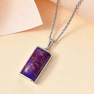 Karis Mojave Purple Turquoise 10.25 ctw Pendant in Platinum Bond with Stainless Steel Necklace 20 Inches