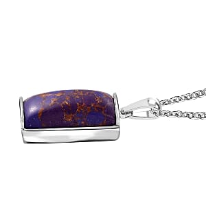 Karis Mojave Purple Turquoise 10.25 ctw Pendant in Platinum Bond with Stainless Steel Necklace 20 Inches