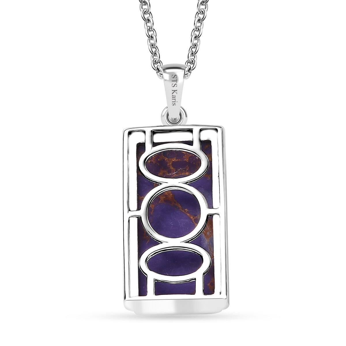 Karis Mojave Purple Turquoise 10.25 ctw Pendant in Platinum Bond with Stainless Steel Necklace 20 Inches image number 4
