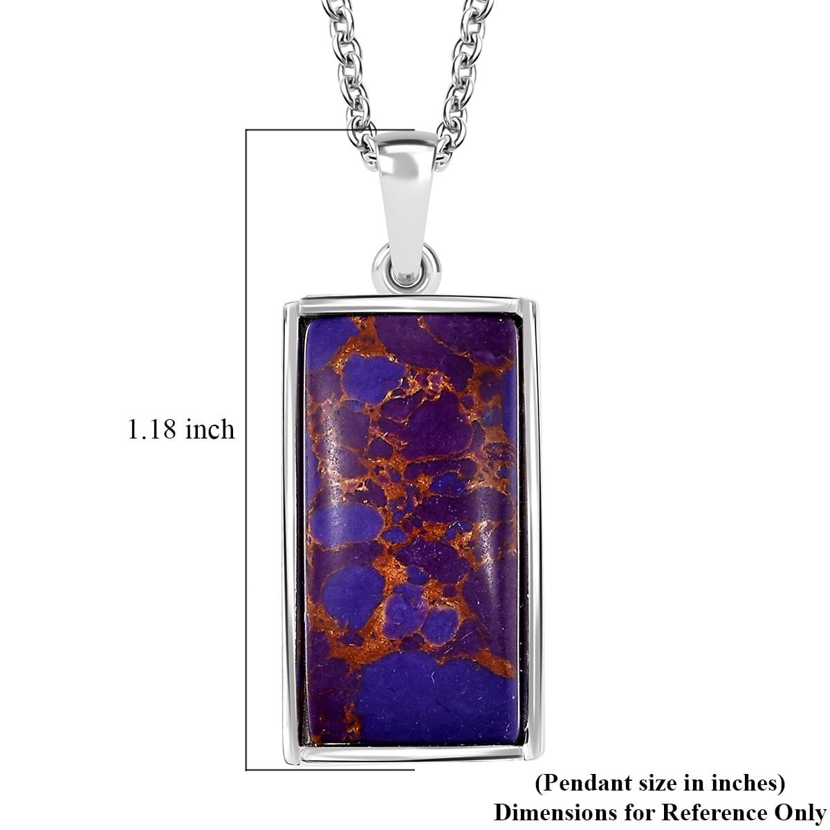 Karis Mojave Purple Turquoise 10.25 ctw Pendant in Platinum Bond with Stainless Steel Necklace 20 Inches image number 5