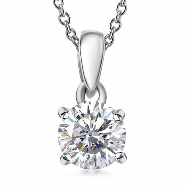 Moissanite 1.00 ctw Pendant in Rhodium Over Sterling Silver