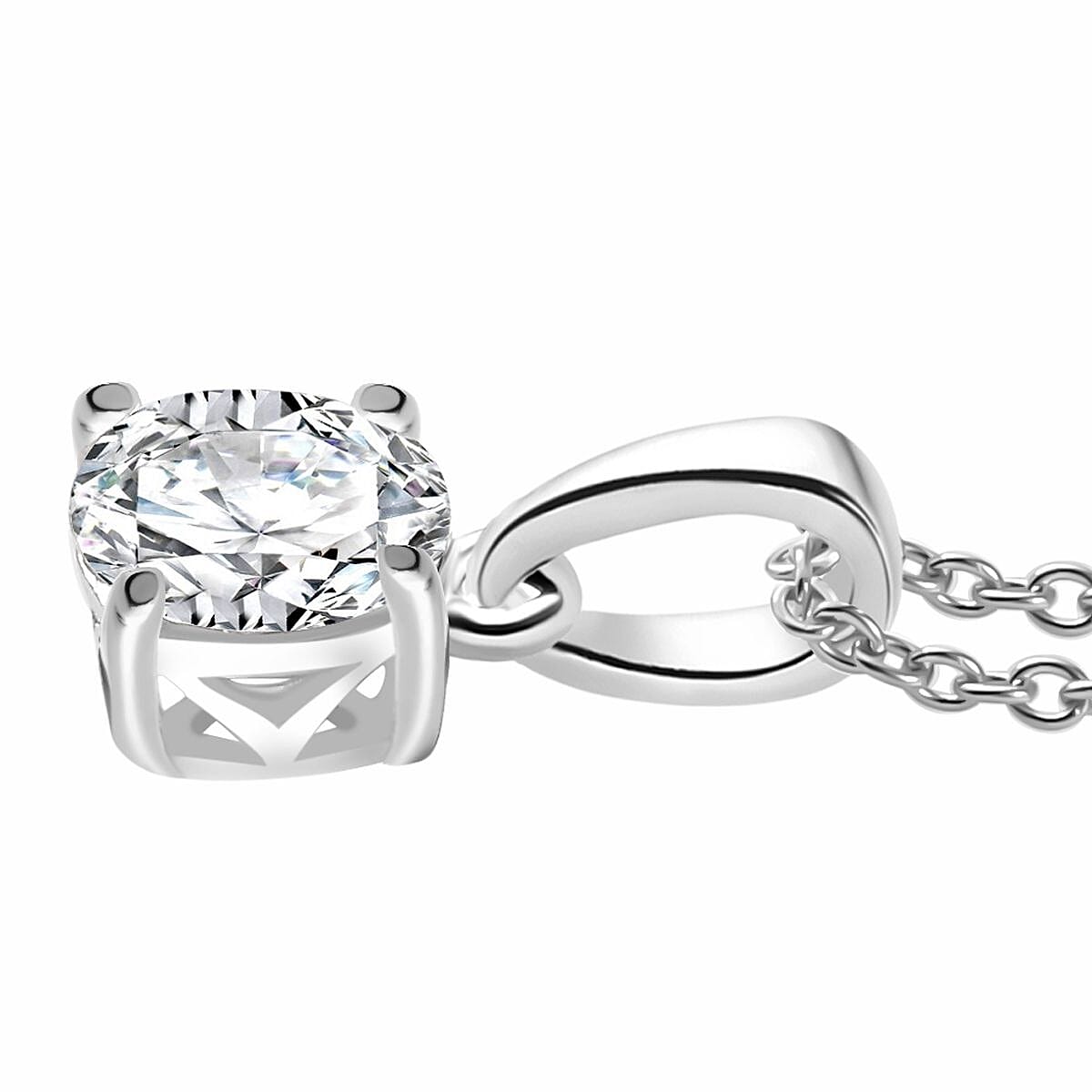 Moissanite 1.00 ctw Pendant in Rhodium Over Sterling Silver with Stainless Steel Necklace 20 Inches