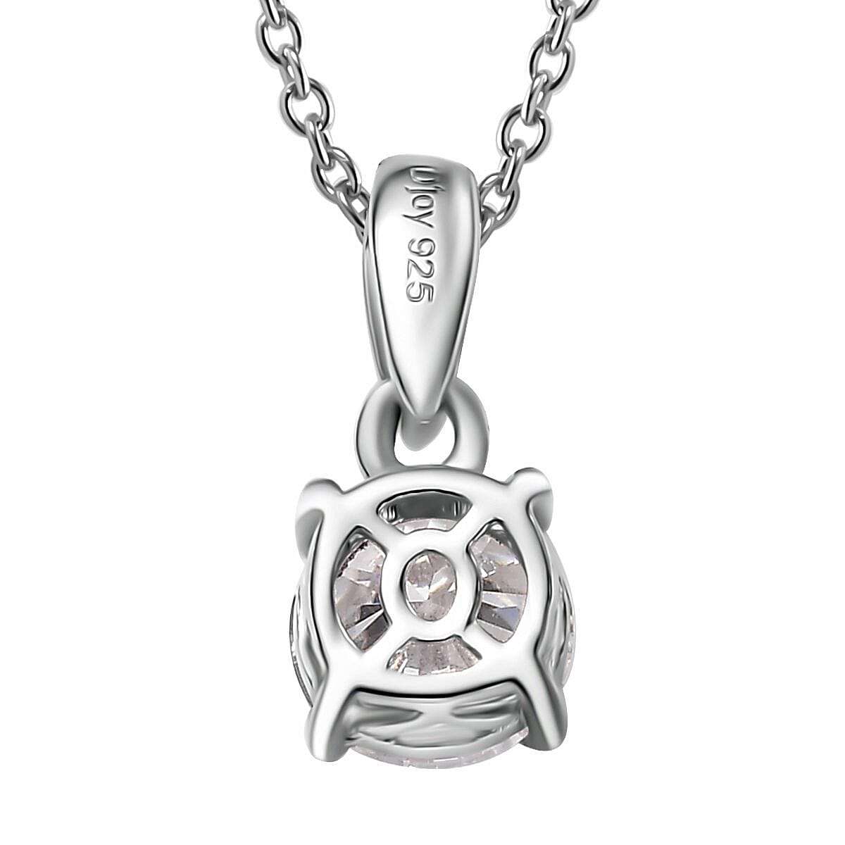 Moissanite 1.00 ctw Pendant in Rhodium Over Sterling Silver with Stainless Steel Necklace 20 Inches