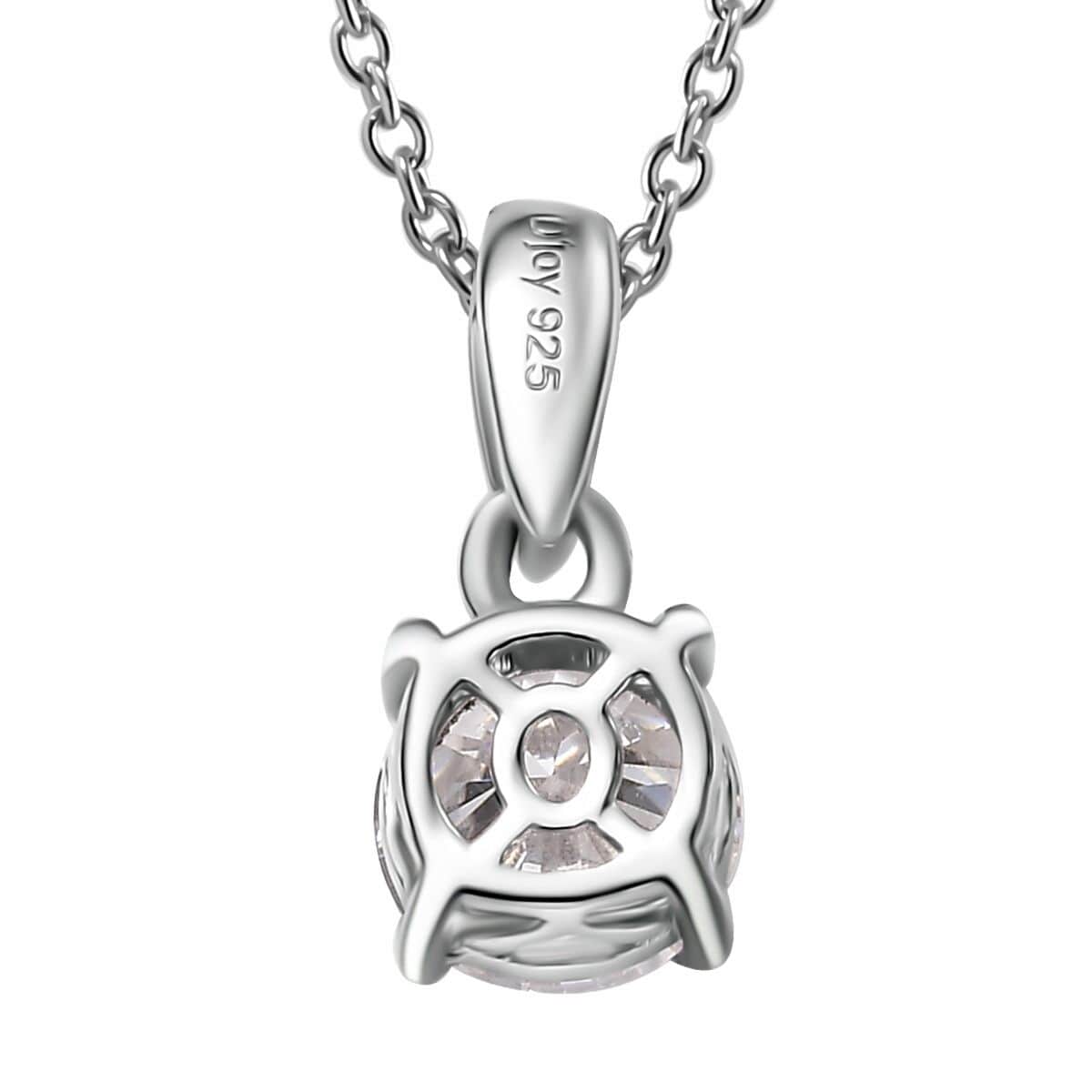 Moissanite 1.00 ctw Pendant in Rhodium Over Sterling Silver with Stainless Steel Necklace 20 Inches (Del. in 7-10 days) image number 5