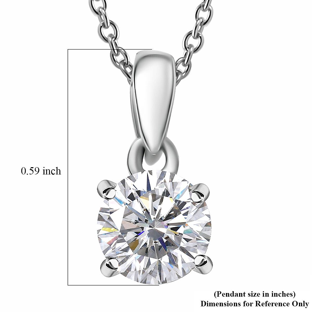 Moissanite 1.00 ctw Pendant in Rhodium Over Sterling Silver with Stainless Steel Necklace 20 Inches