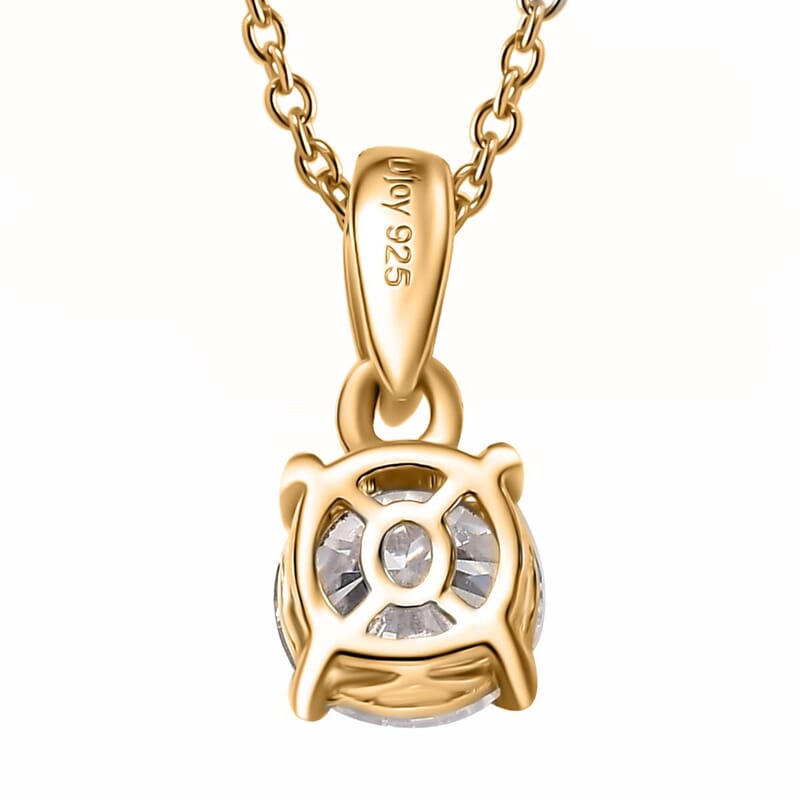 Moissanite 1.00 ctw Pendant in 18K Vermeil YG Over Sterling Silver with ION Plated YG Stainless Steel Necklace 20 Inches