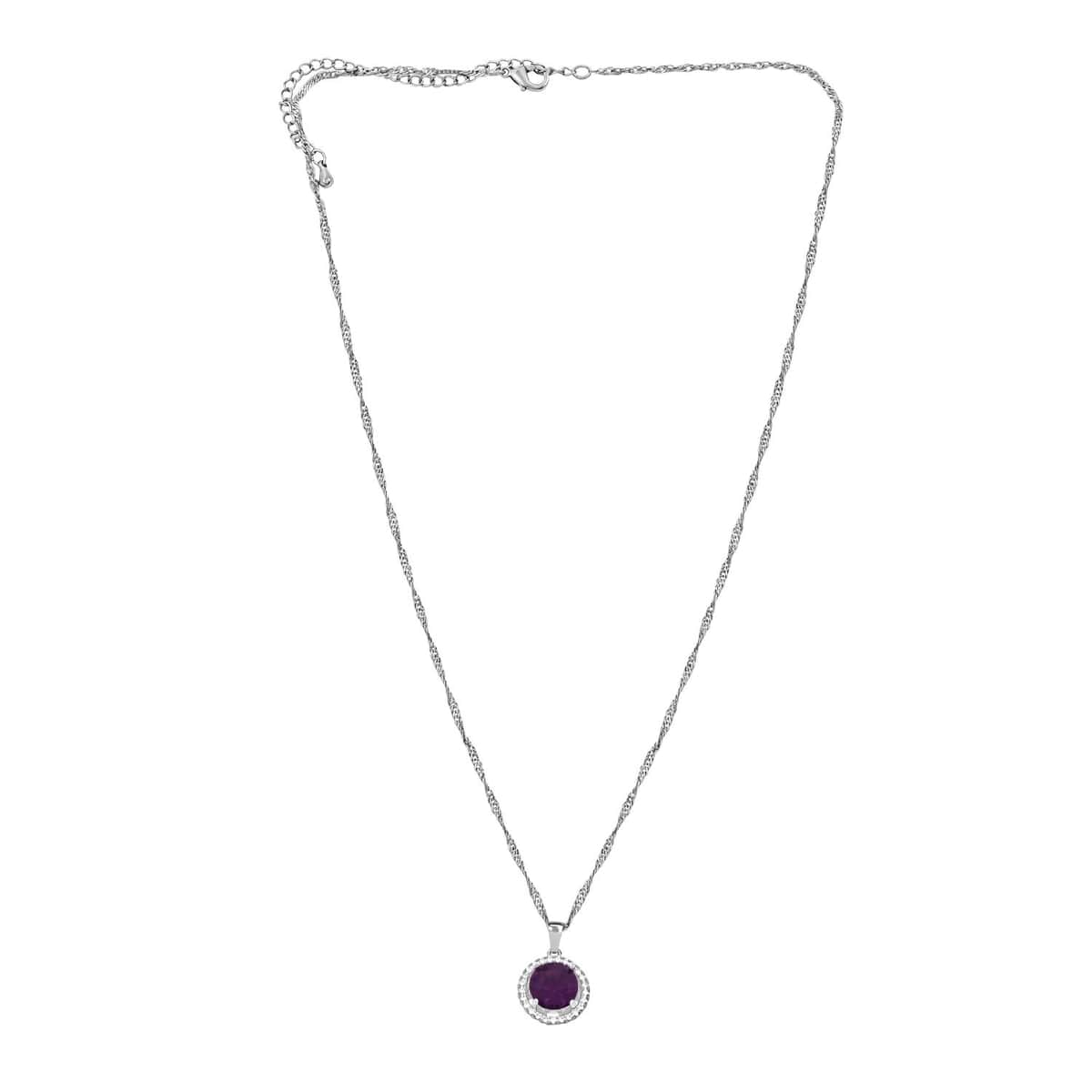 Amethyst and Simulated Diamond 9.00 ctw Ring (Size 9.0), Earrings, Pendant Necklace in Silvertone 18 Inches image number 3