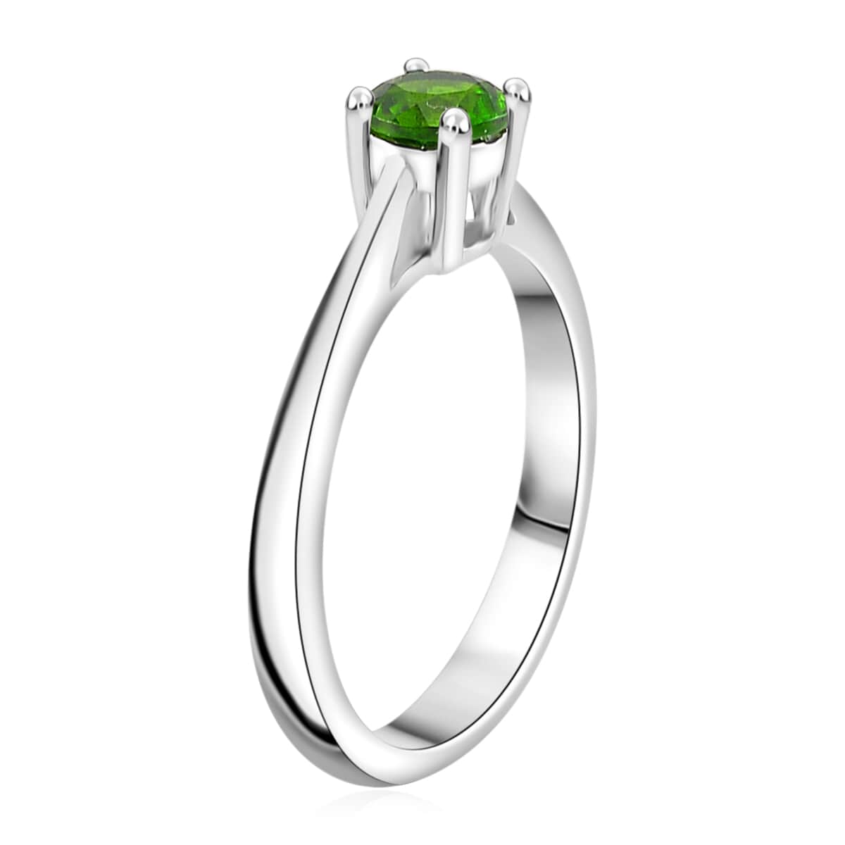 Chrome Diopside Stud Earrings, Solitaire Ring (Size 5) and Pendant Necklace (20 Inches) in Platinum and Rhodium Over Sterling Silver 2.20 ctw image number 3