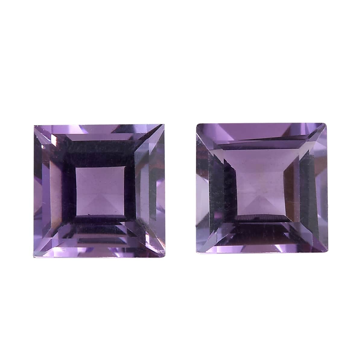 Rose De France Amethyst Set of 2 (Sqr 7 mm) 2.92 ctw Loose Gemstone image number 0