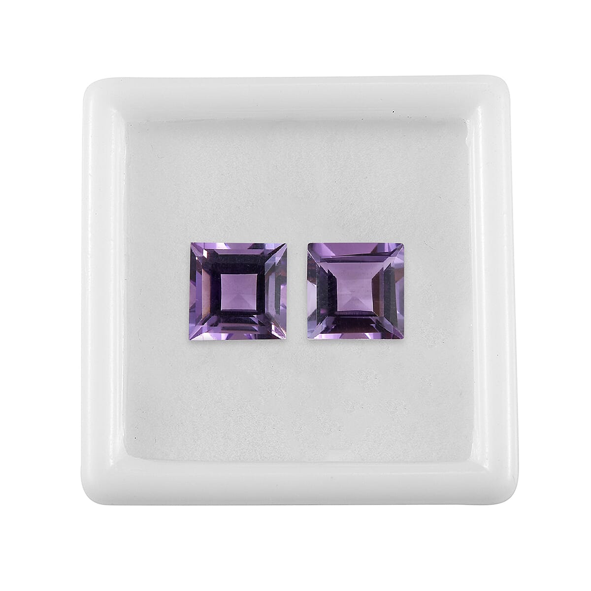 Rose De France Amethyst Set of 2 (Sqr 7 mm) 2.92 ctw Loose Gemstone