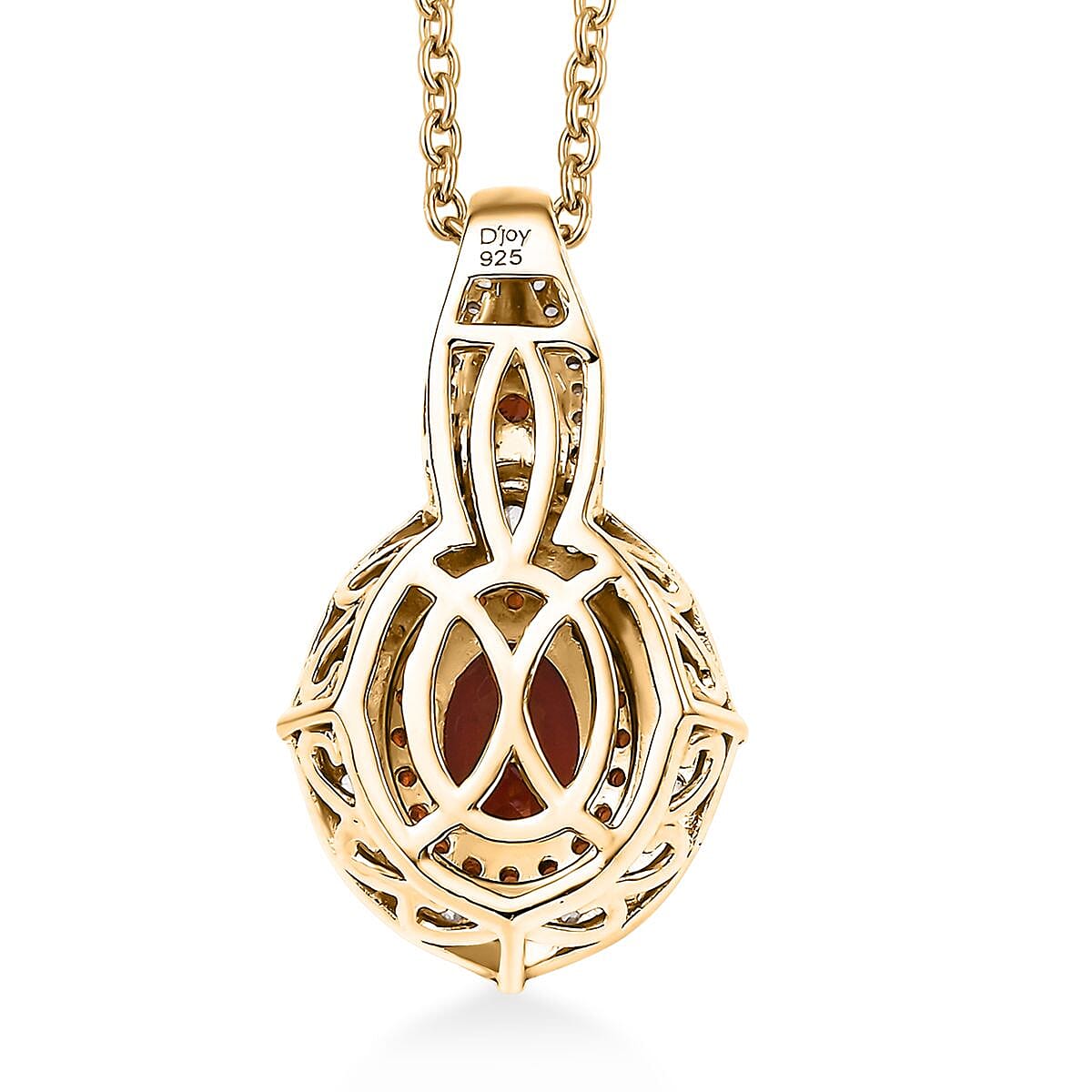 Mozambique Garnet and White Zircon 2.60 ctw Floral Radiance Pendant in 18K Vermeil Yellow Gold Over Sterling Silver with ION Plated YG Stainless Steel Necklace 20 Inches