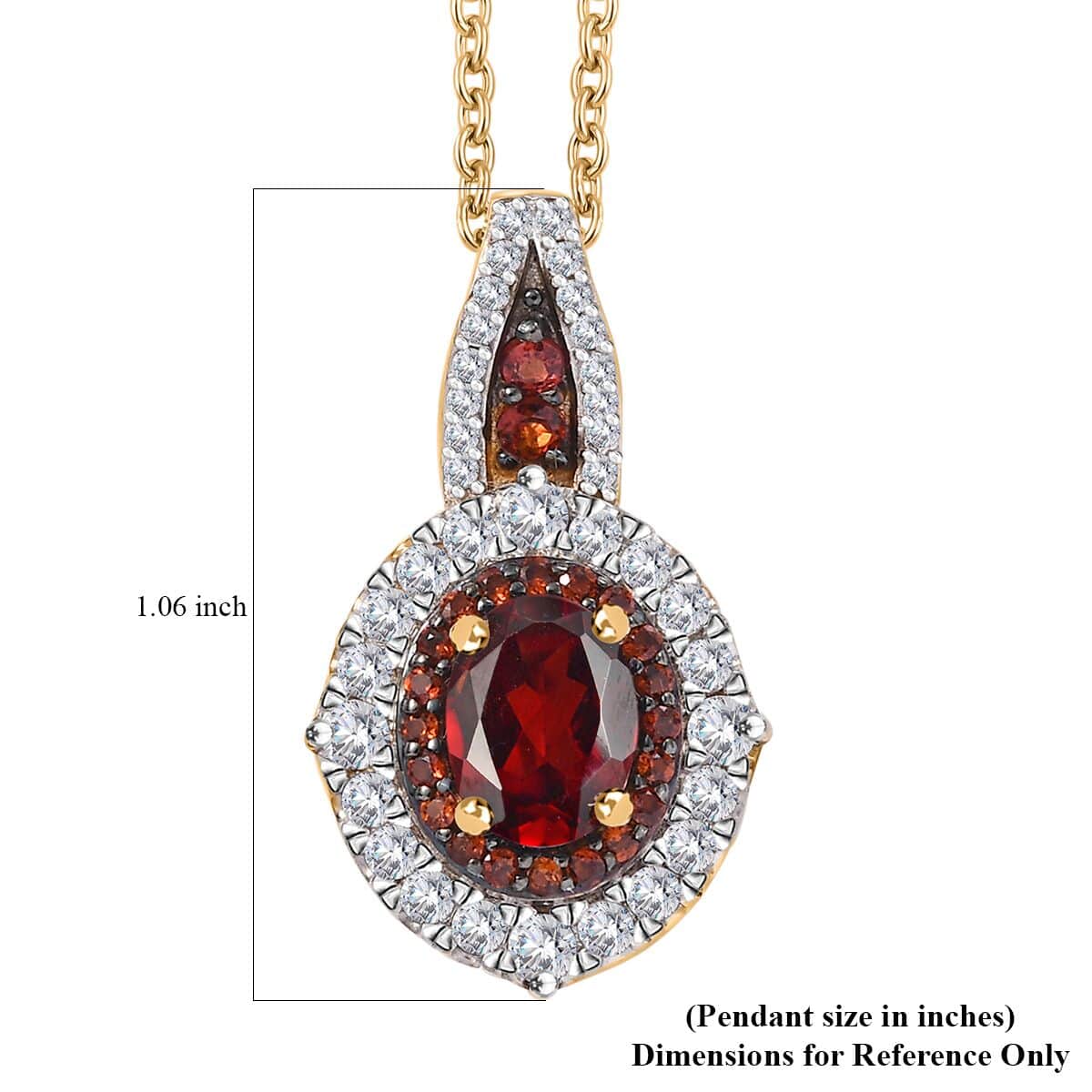 Mozambique Garnet and White Zircon 2.60 ctw Floral Radiance Pendant in 18K Vermeil Yellow Gold Over Sterling Silver with ION Plated YG Stainless Steel Necklace 20 Inches image number 5