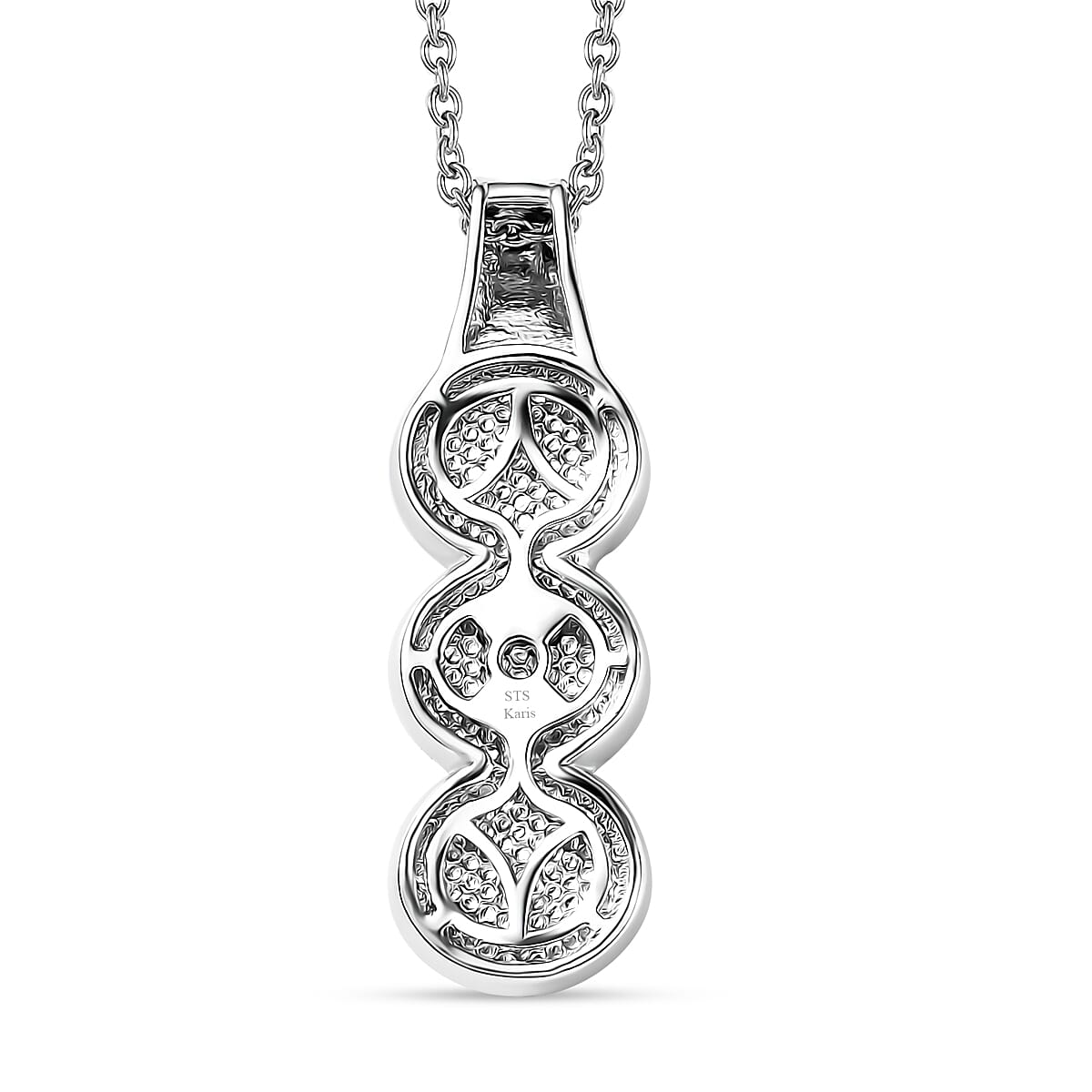 Karis Freshwater Peacock Pearl Pendant in Platinum Bond with Stainless Steel Necklace 20 Inches