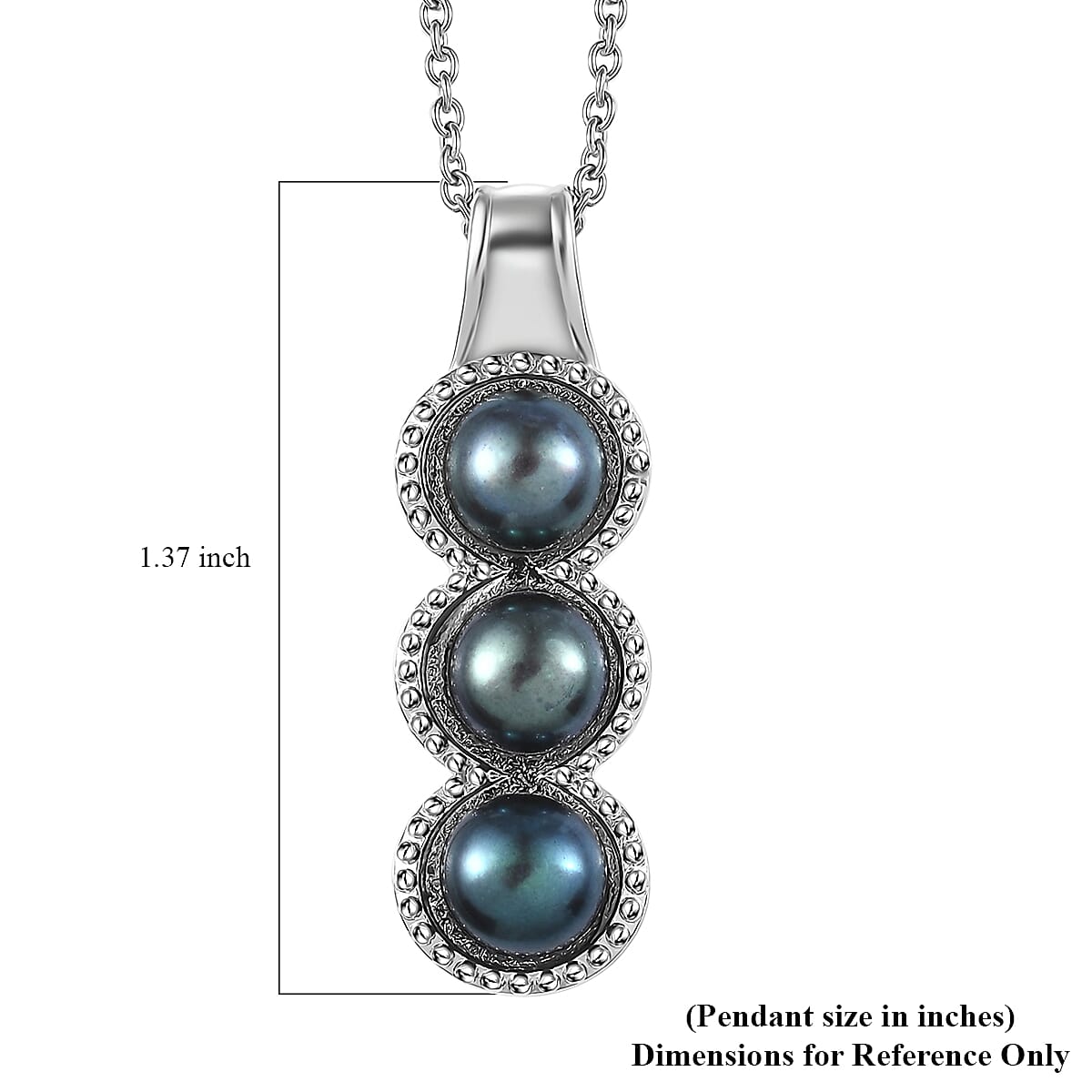 Karis Freshwater Peacock Pearl Pendant in Platinum Bond with Stainless Steel Necklace 20 Inches