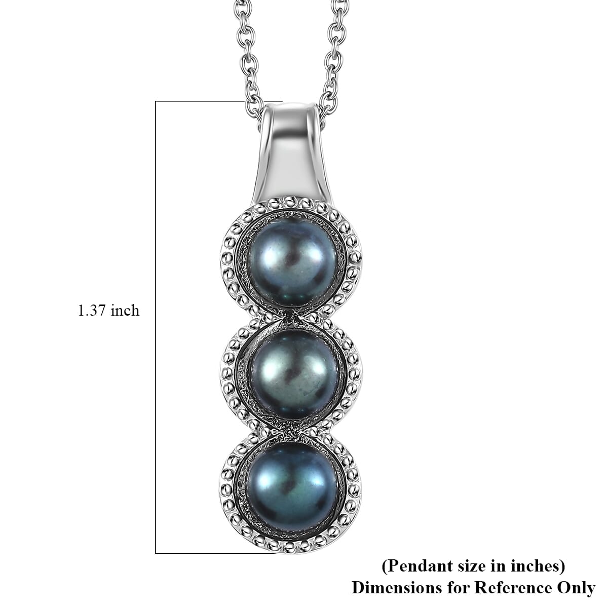 Karis Freshwater Peacock Pearl Pendant Necklace in Stainless Steel 20 Inches image number 6