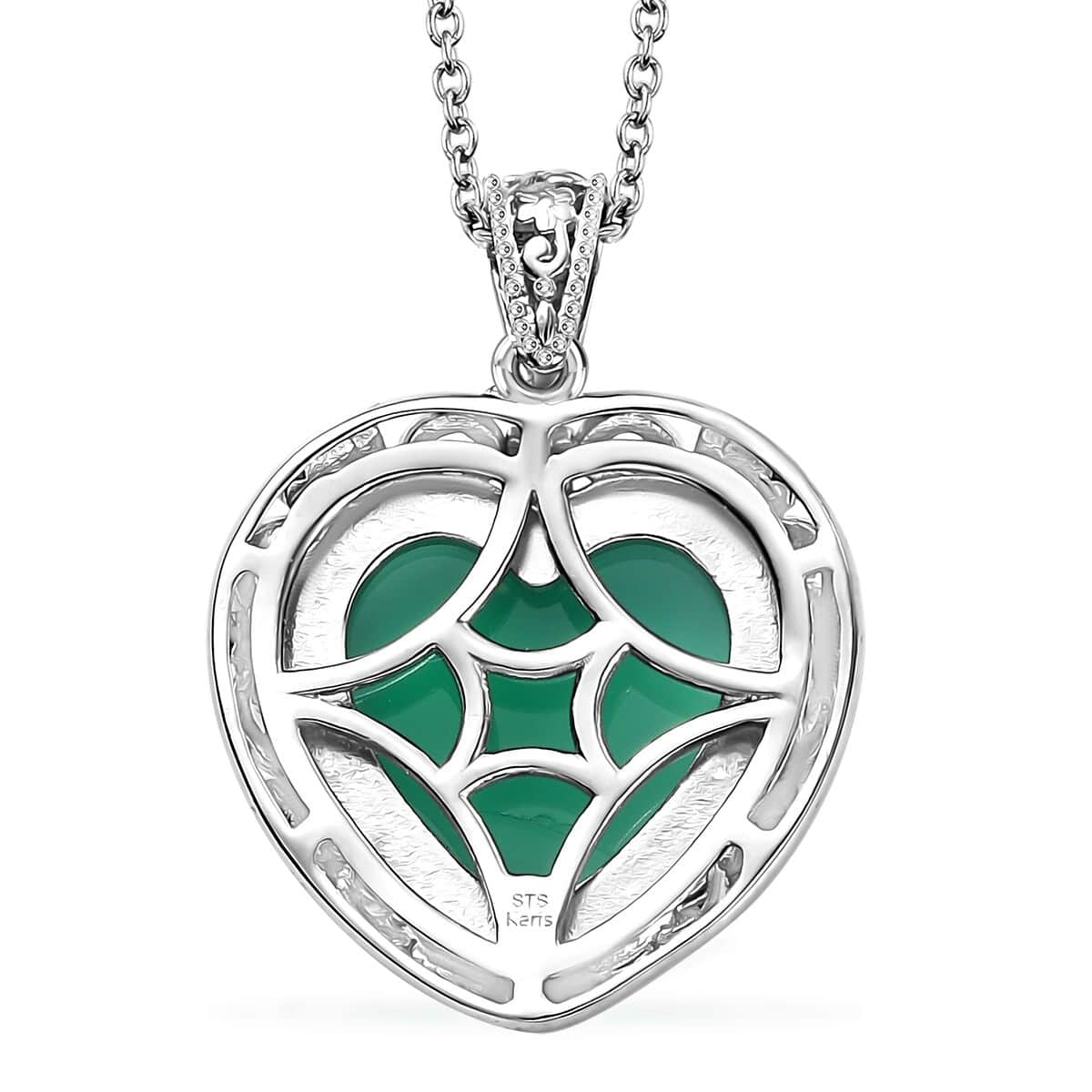 Green Onyx 5.65 ctw Pendant in 18K YG Plated and Platinum Bond with Stainless Steel Chain 20 Inches image number 4