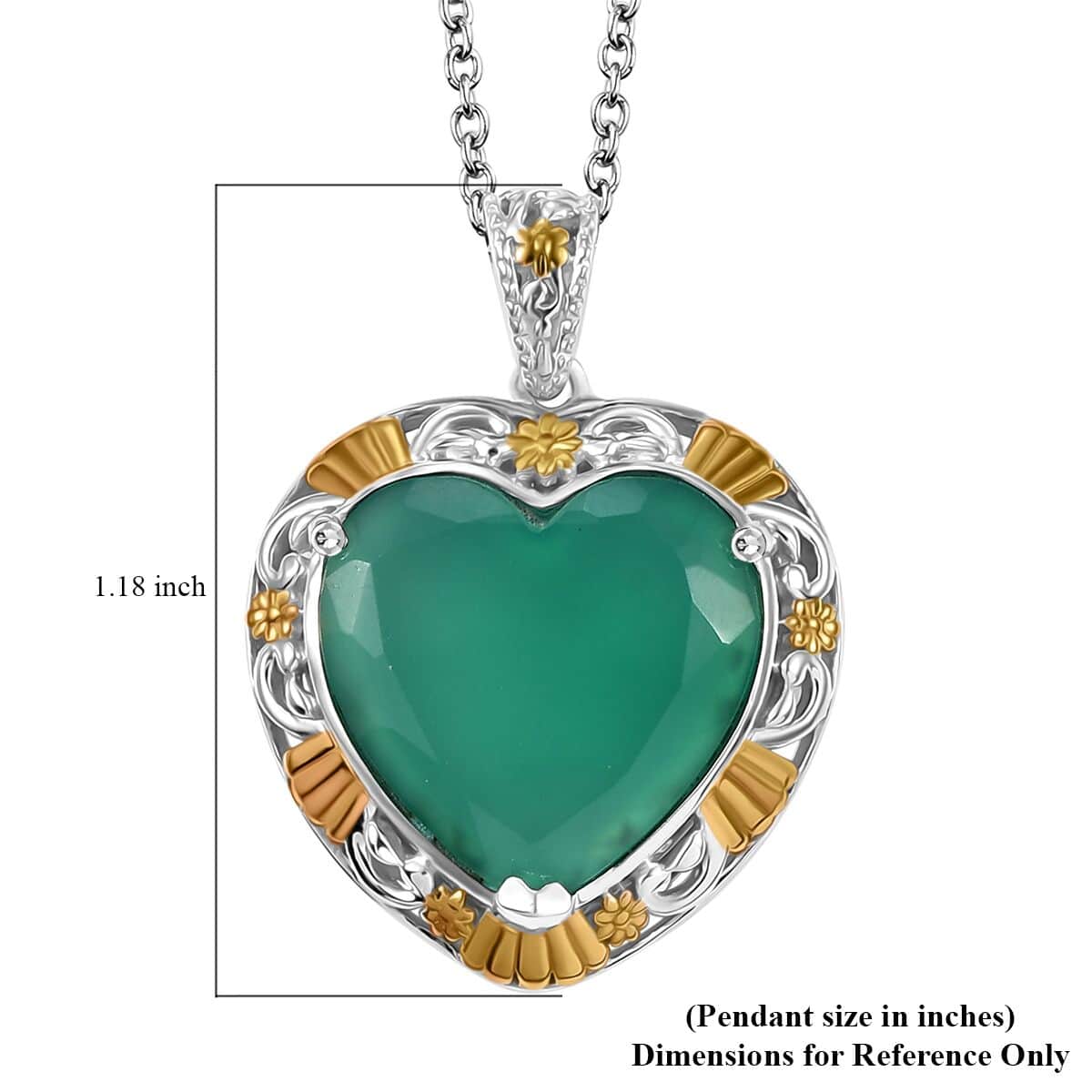 Green Onyx 5.65 ctw Pendant in 18K YG Plated and Platinum Bond with Stainless Steel Chain 20 Inches image number 6