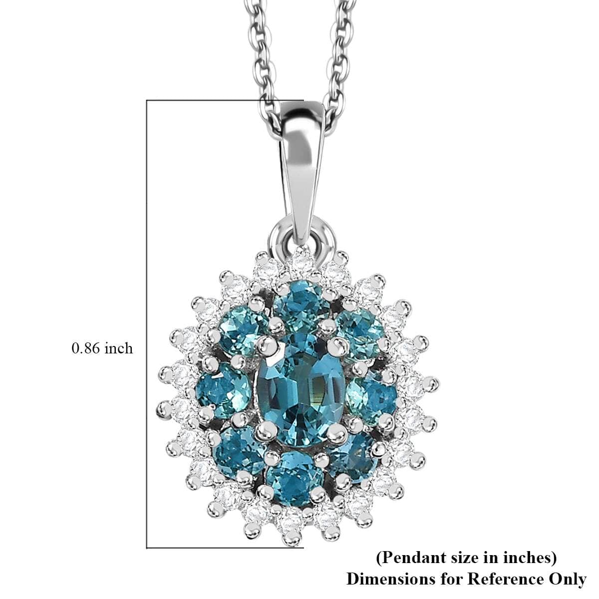 Pirineu Lagoon Tourmaline and Moissanite 1.25 ctw Ocean Blossom Pendant Necklace in Rhodium Over Sterling Silver 20 Inches image number 6