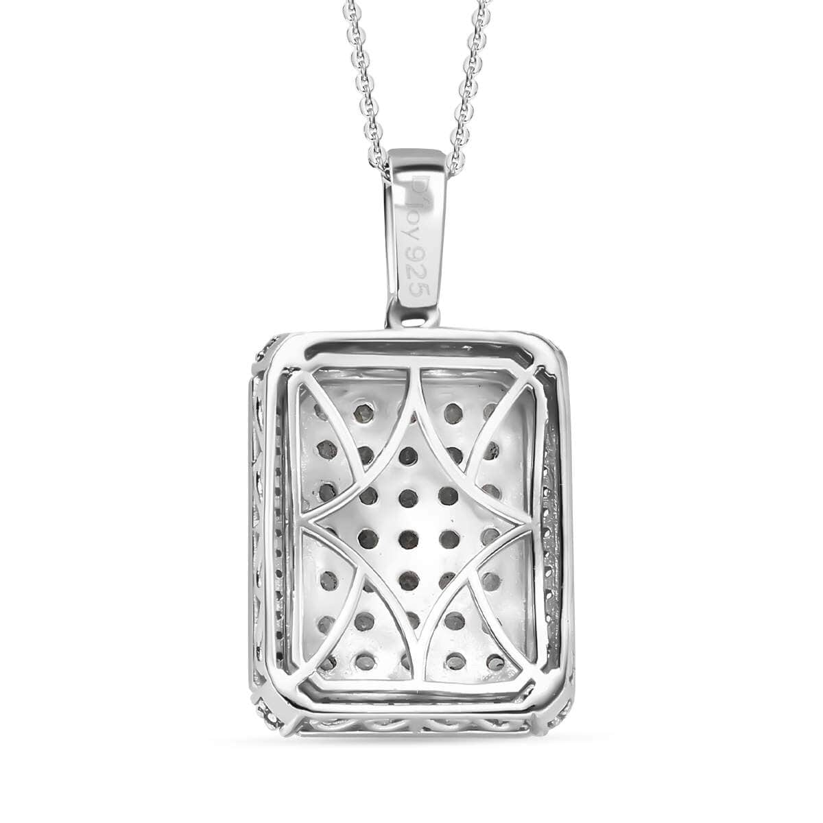 Narsipatnam Alexandrite and White Zircon 2.30 ctw Rectangular Pave Pendant Necklace in Rhodium Over Sterling Silver 20 Inches image number 4