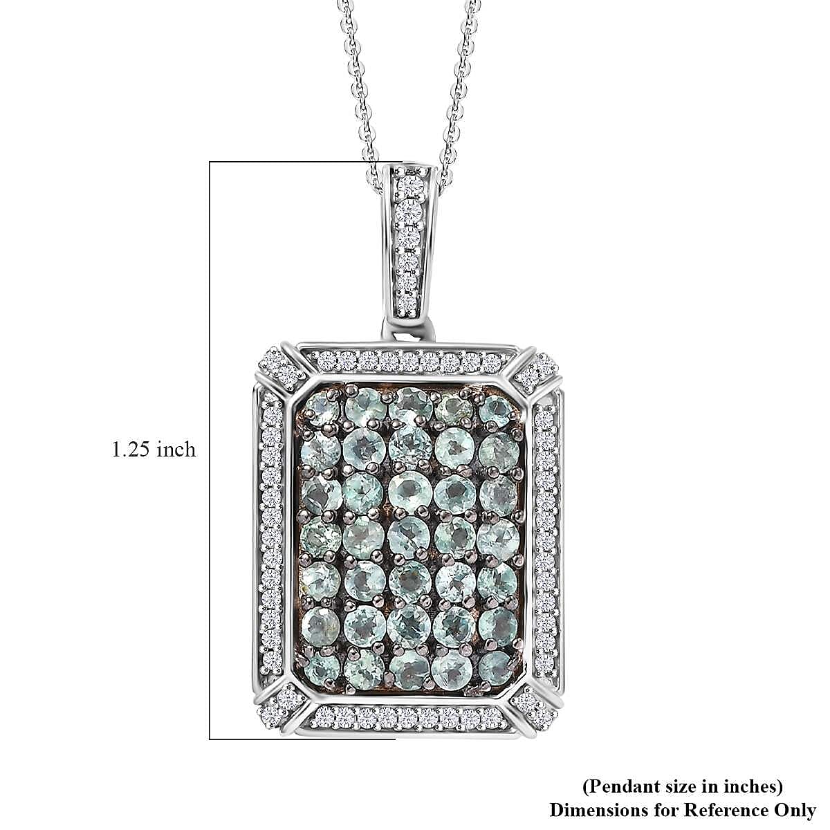 Narsipatnam Alexandrite and White Zircon 2.30 ctw Rectangular Pave Pendant Necklace in Rhodium Over Sterling Silver 20 Inches