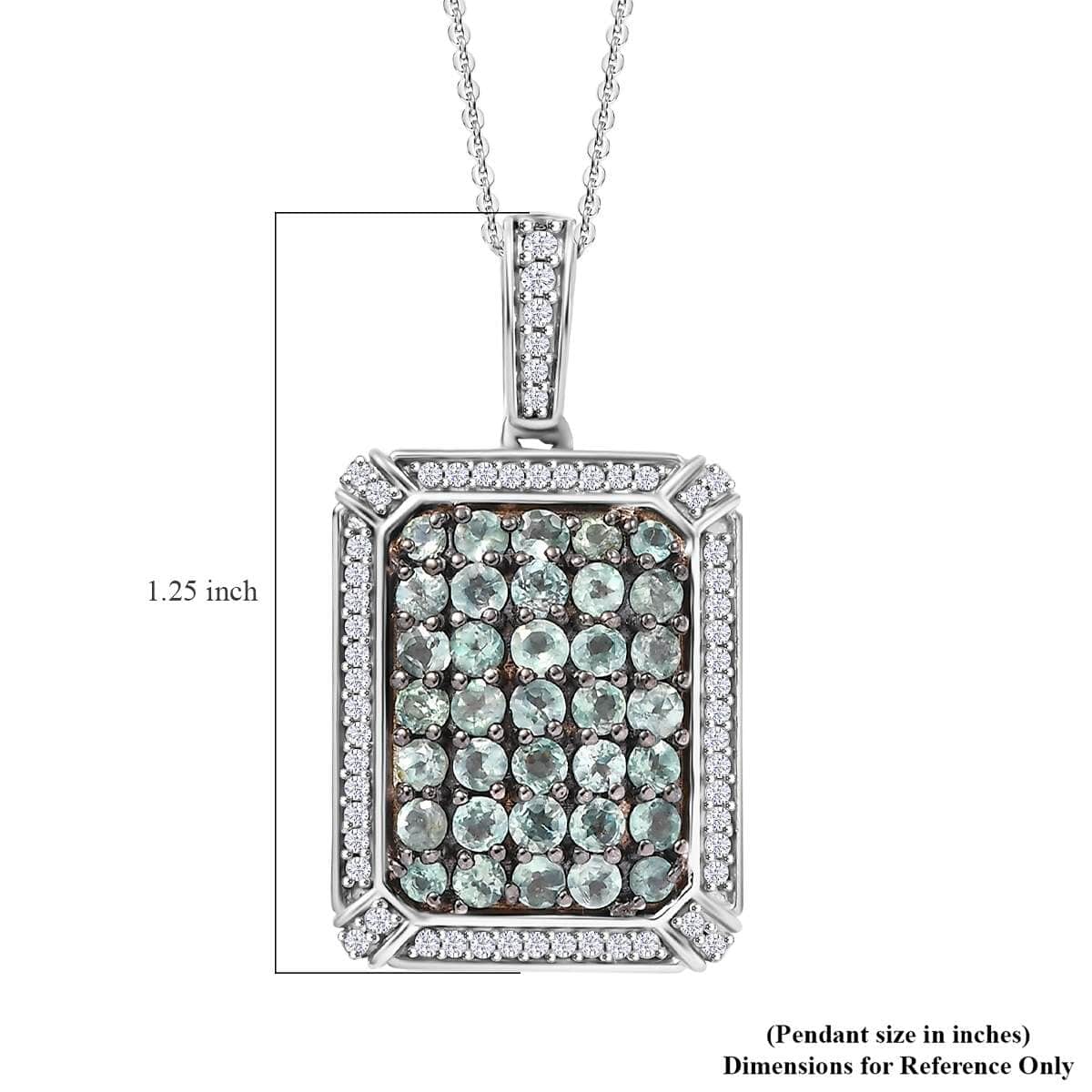 Narsipatnam Alexandrite and White Zircon 2.30 ctw Rectangular Pave Pendant Necklace in Rhodium Over Sterling Silver 20 Inches image number 5