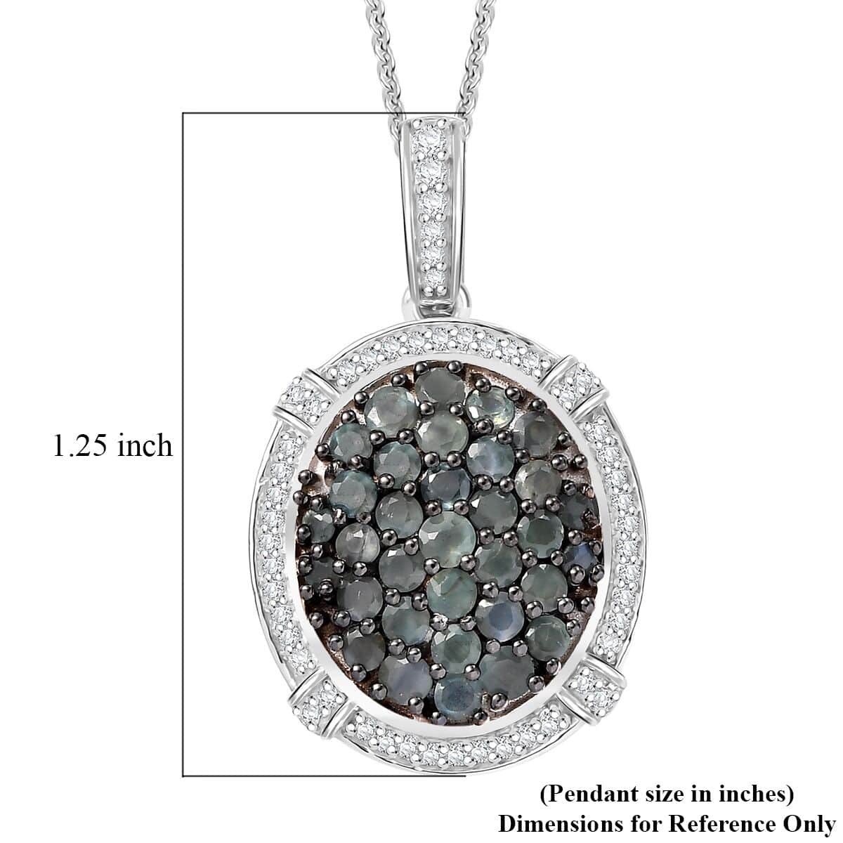 Narsipatnam Alexandrite and White Zircon 2.10 ctw Oval Pave Pendant Necklace in Rhodium Over Sterling Silver 20 Inches image number 6