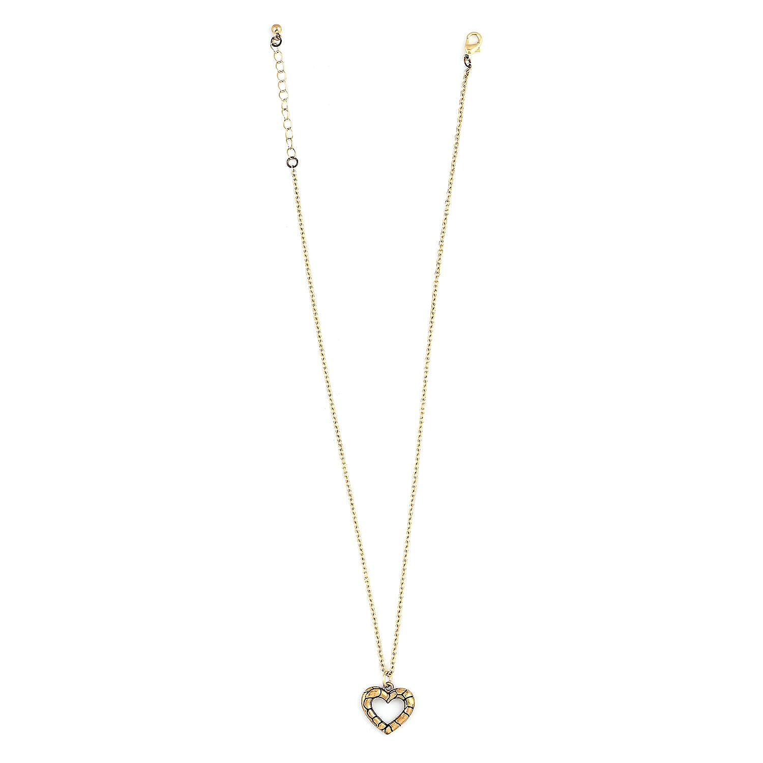 GC Quartz Movement Heart Band Watch with Heart Necklace 18 Inches and Earrings in Goldtone & Rosetone