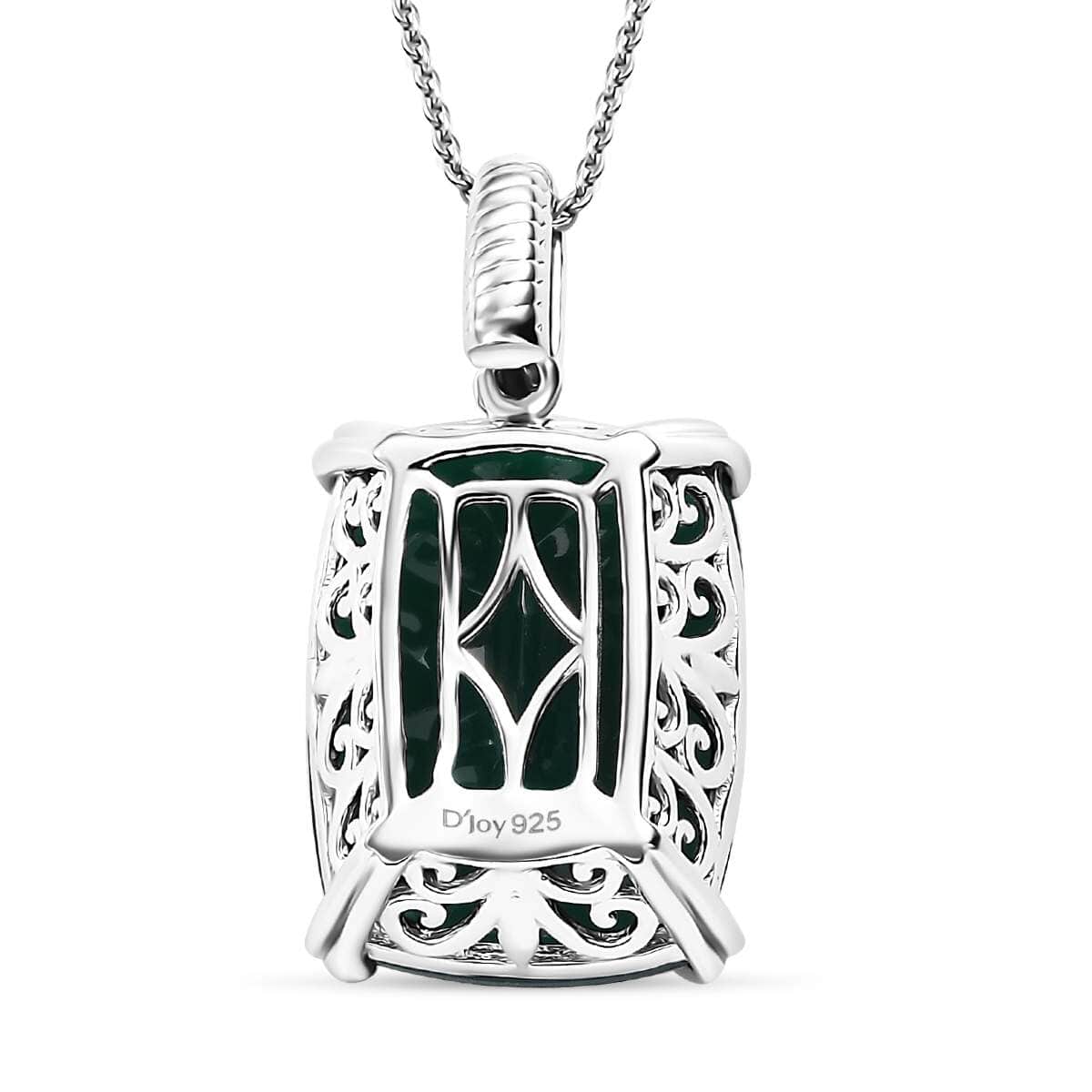 Green Onyx 15.00 ctw Eclipse Pendant Necklace in Rhodium Over Sterling Silver 20 Inches image number 4