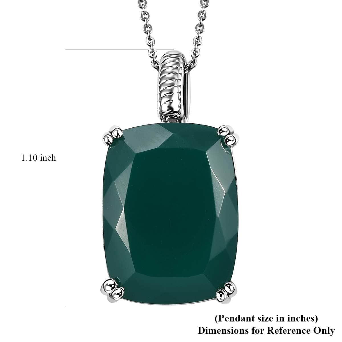 Green Onyx 15.00 ctw Eclipse Pendant Necklace in Rhodium Over Sterling Silver 20 Inches image number 6