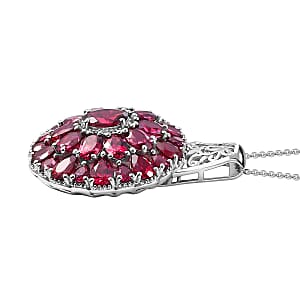 Tanzanian Wine Garnet 13.35 ctw Bloom Radiance Pendant Necklace in Rhodium Over Sterling Silver 20 Inches