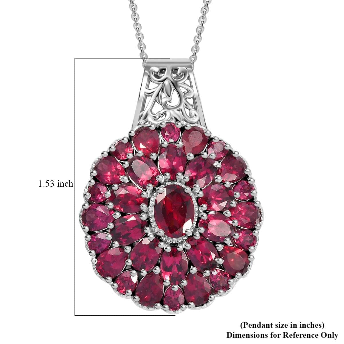 Tanzanian Wine Garnet 13.35 ctw Pendant Necklace in Rhodium Over Sterling Silver 20 Inches image number 6