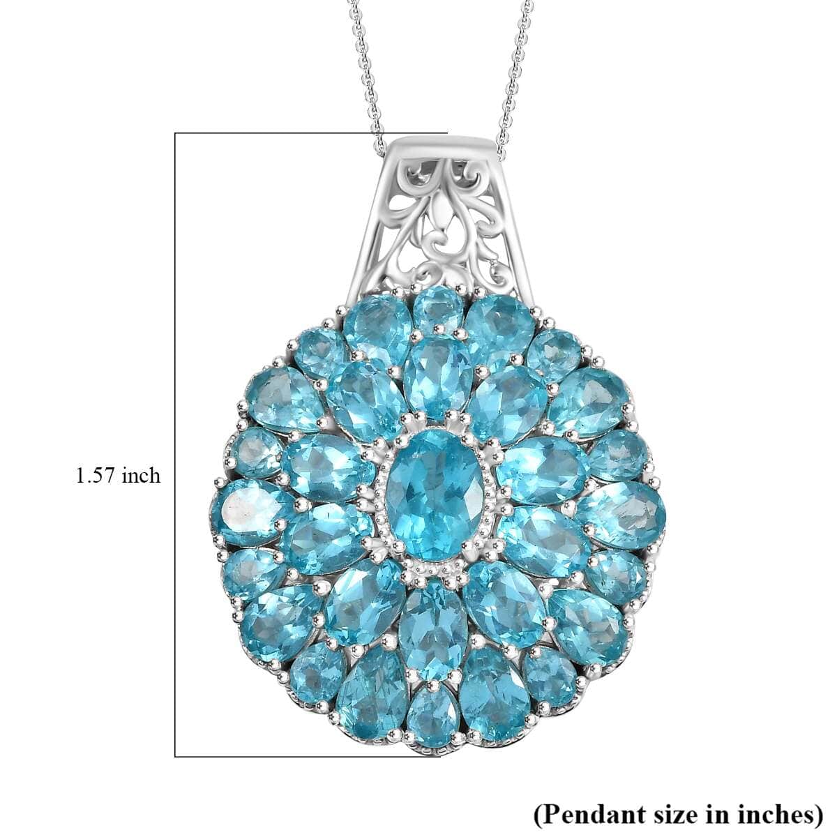 Betroka Blue Apatite 11.50 ctw Bloom Radiance Pendant Necklace in Rhodium Over Sterling Silver 20 Inches image number 5