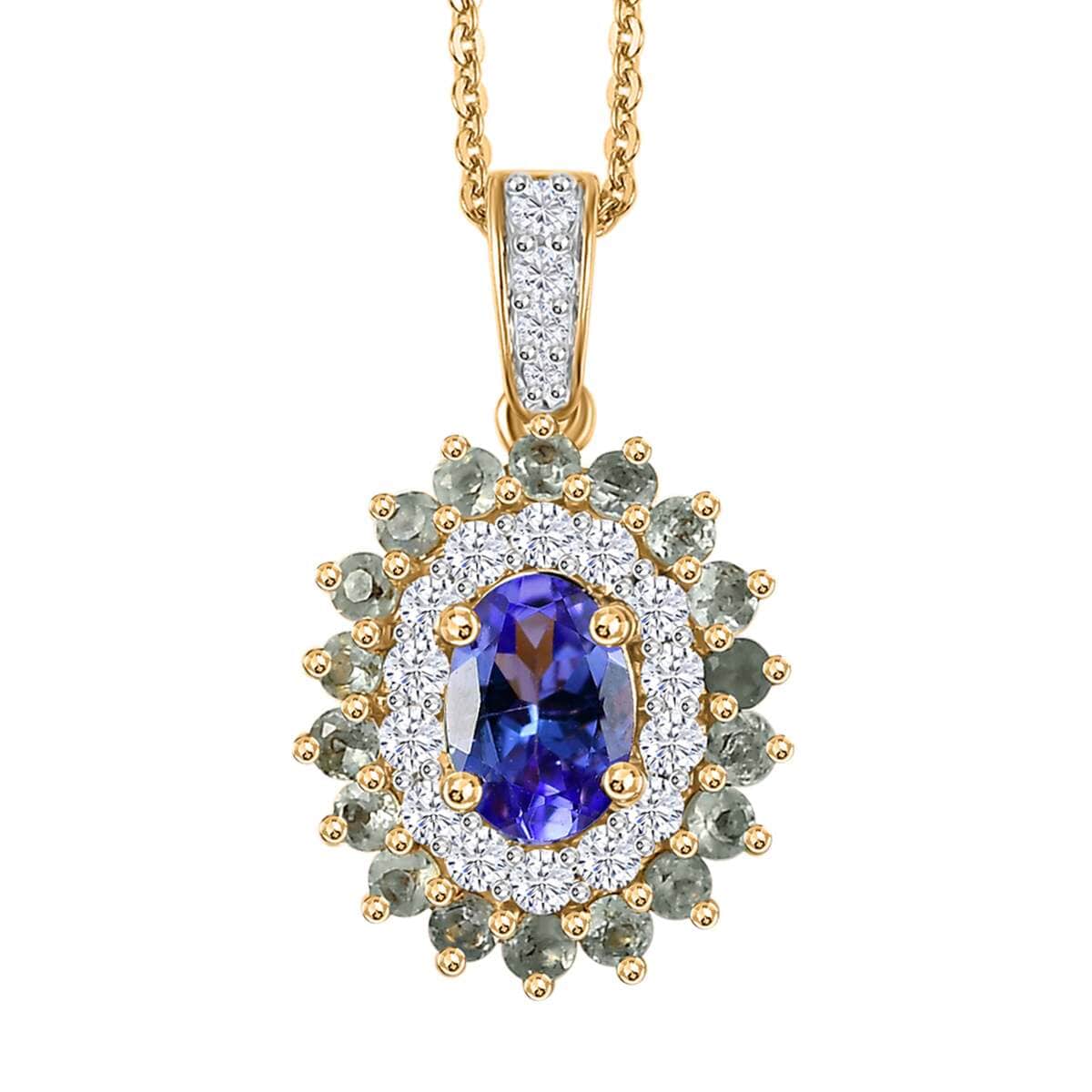 Tanzanite and Multi Gemstone 2.75 ctw Sunburst Pendant Necklace in 18K Vermeil Yellow Gold Over Sterling Silver 20 Inches image number 0