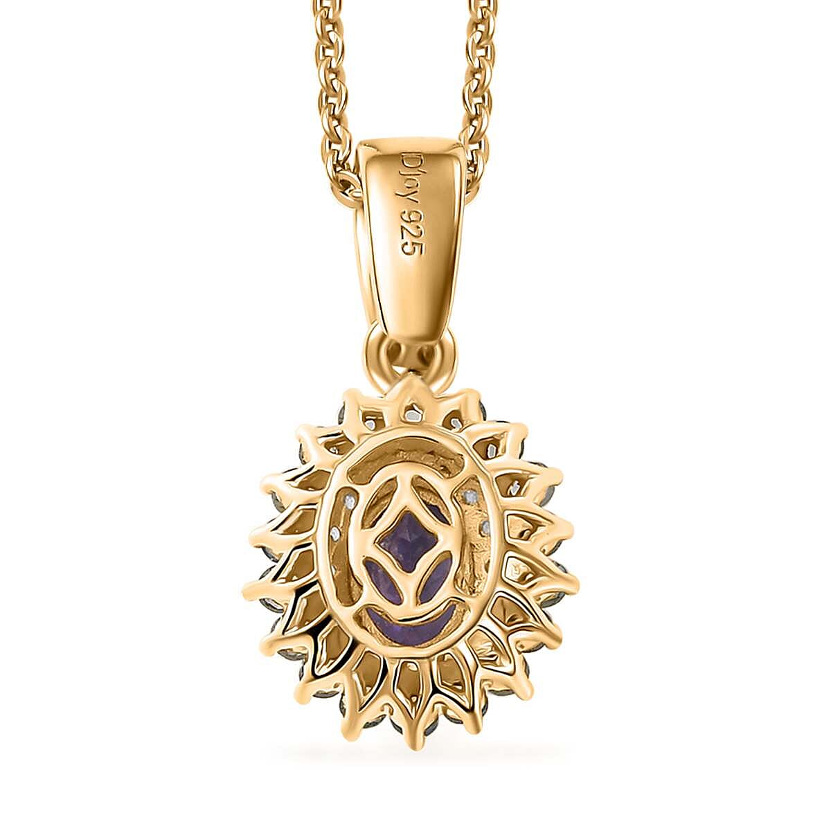 Tanzanite and Multi Gemstone 2.75 ctw Sunburst Pendant Necklace in 18K Vermeil Yellow Gold Over Sterling Silver 20 Inches