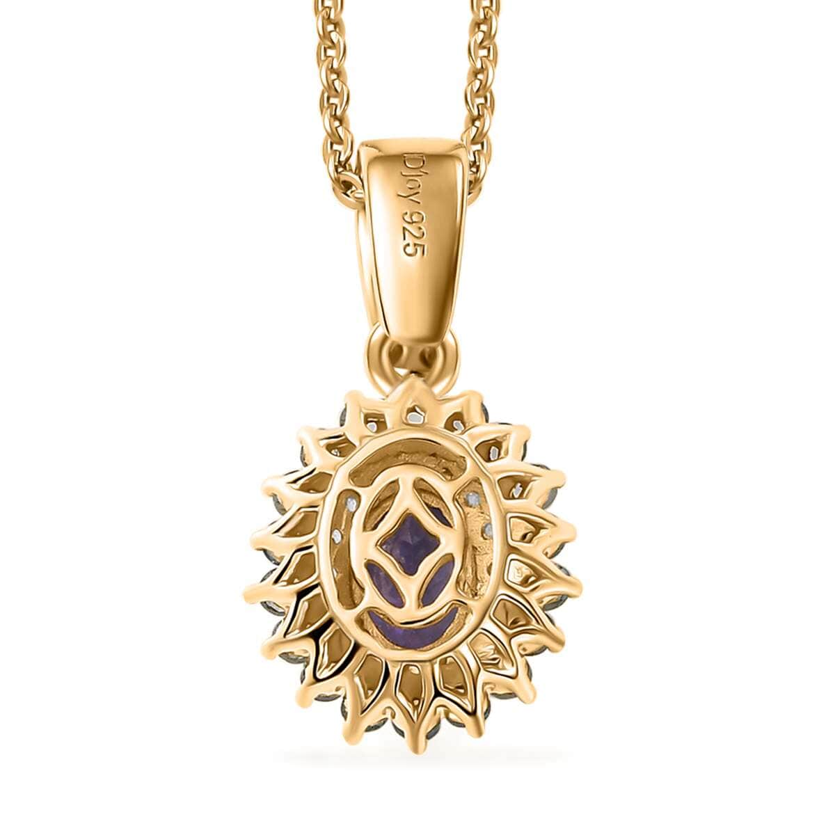 Tanzanite and Multi Gemstone 2.75 ctw Sunburst Pendant Necklace in 18K Vermeil Yellow Gold Over Sterling Silver 20 Inches image number 4