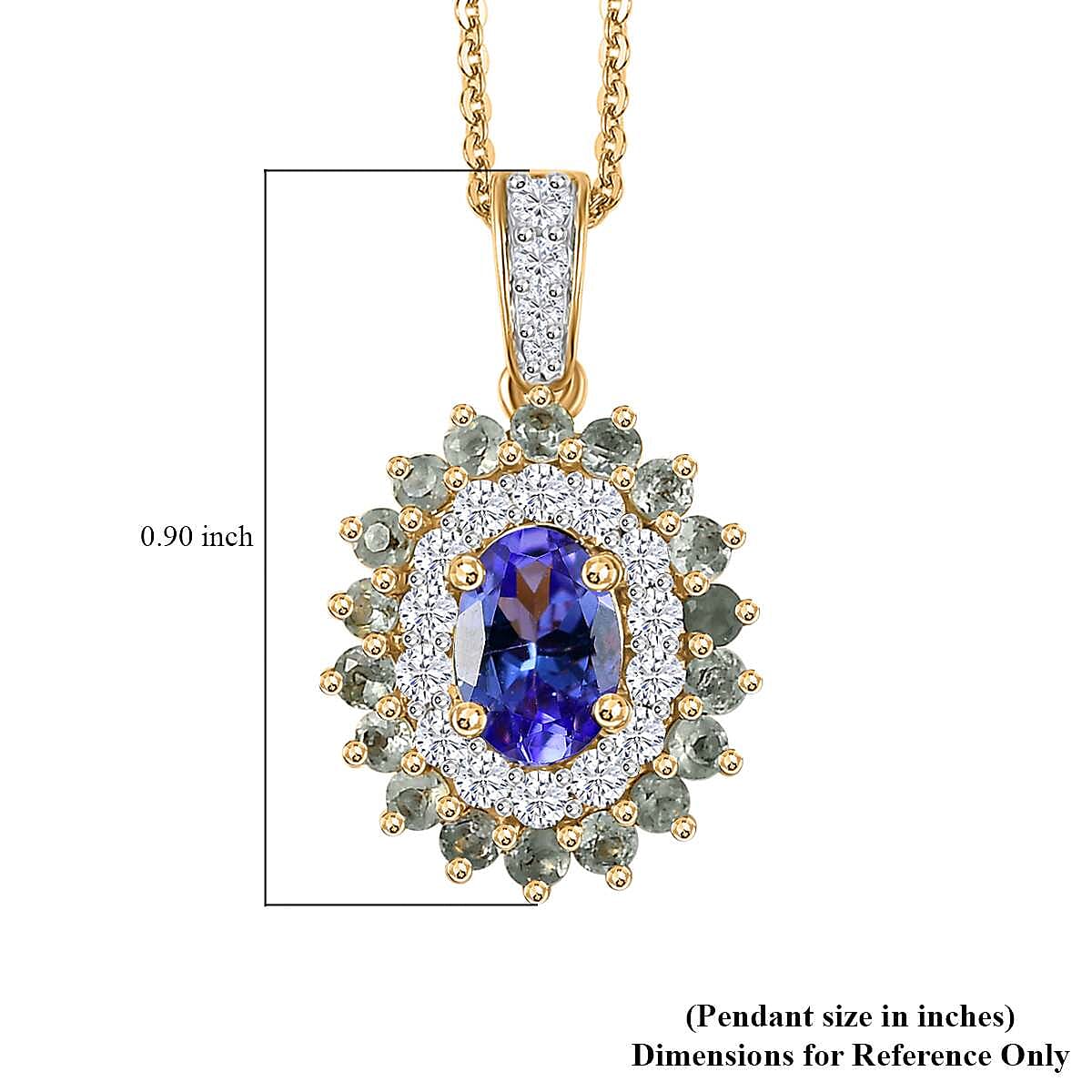 Tanzanite and Multi Gemstone 2.75 ctw Sunburst Pendant Necklace in 18K Vermeil Yellow Gold Over Sterling Silver 20 Inches