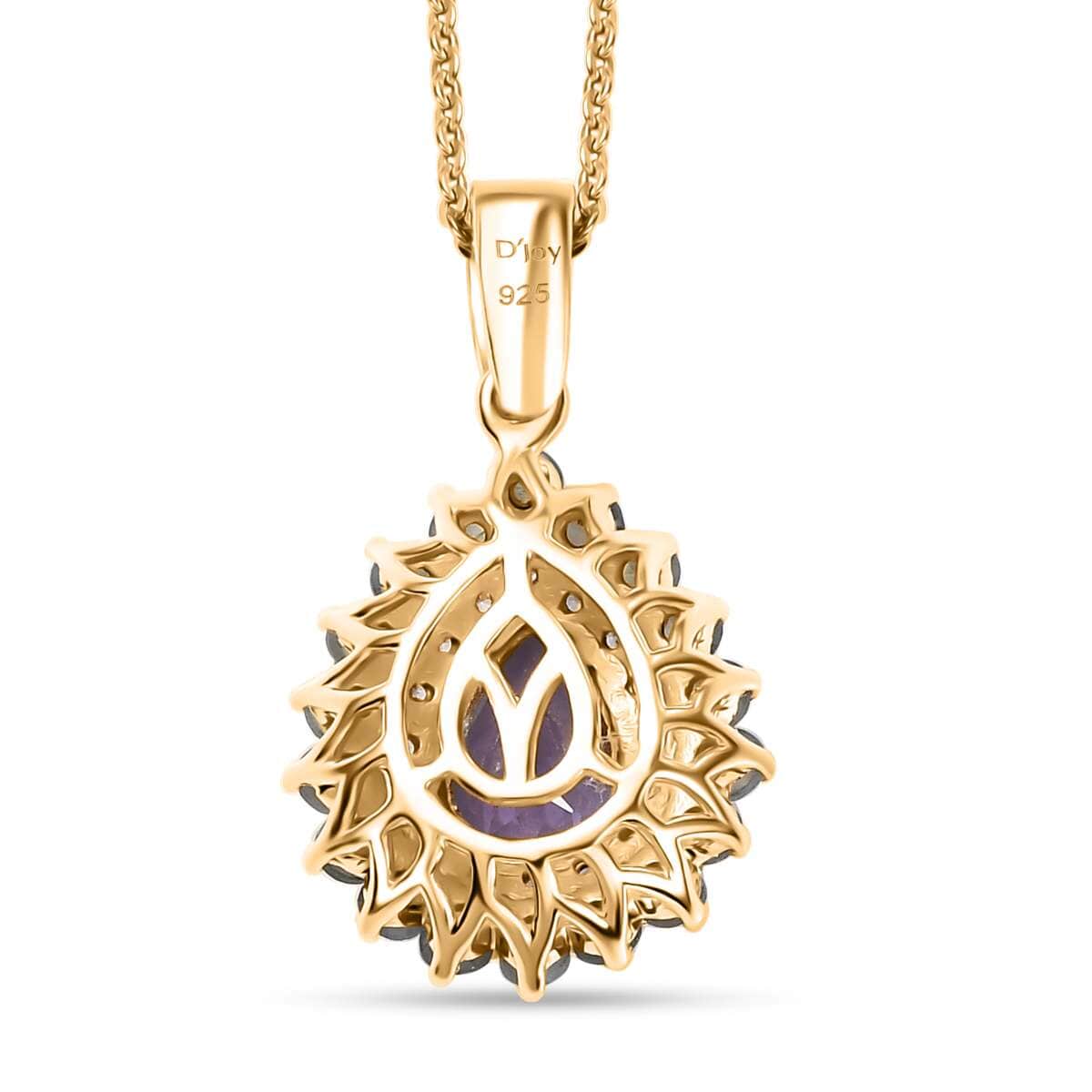 Tanzanite and Multi Gemstone 2.20 ctw Sunburst Pendant Necklace in 18K Vermeil Yellow Gold Over Sterling Silver 20 20 Inches image number 4