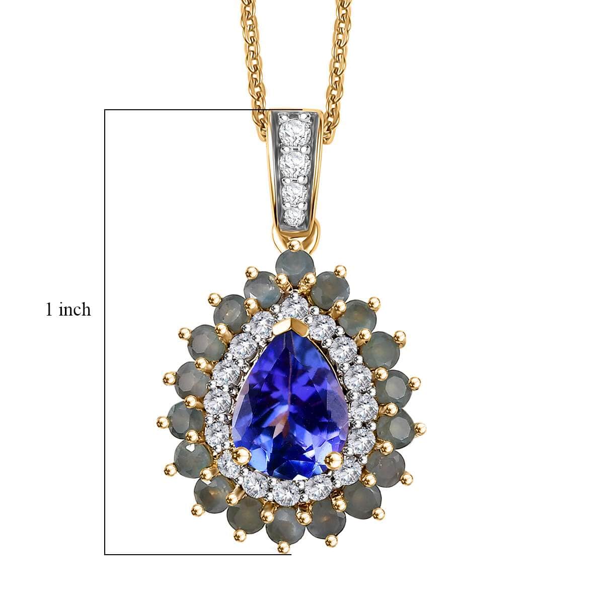 Tanzanite and Multi Gemstone 2.20 ctw Sunburst Pendant Necklace in 18K Vermeil Yellow Gold Over Sterling Silver 20 20 Inches image number 6