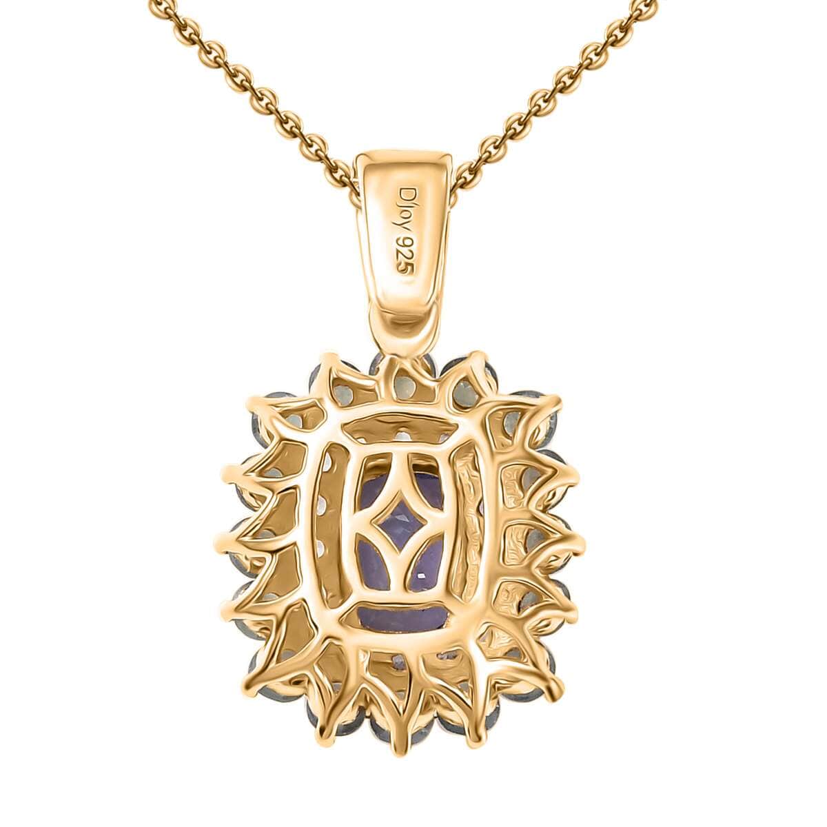 Tanzanite and Multi Gemstone 2.00 ctw Sunburst Pendant Necklace in 18K Vermeil Yellow Gold Over Sterling Silver 20 Inches image number 4