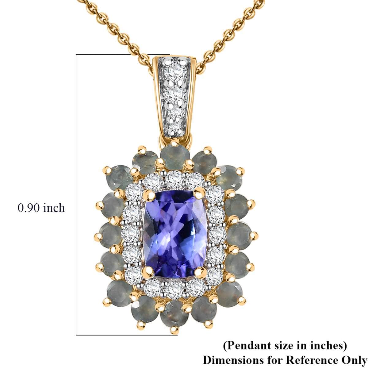 Tanzanite and Multi Gemstone 2.00 ctw Sunburst Pendant Necklace in 18K Vermeil Yellow Gold Over Sterling Silver 20 Inches image number 5