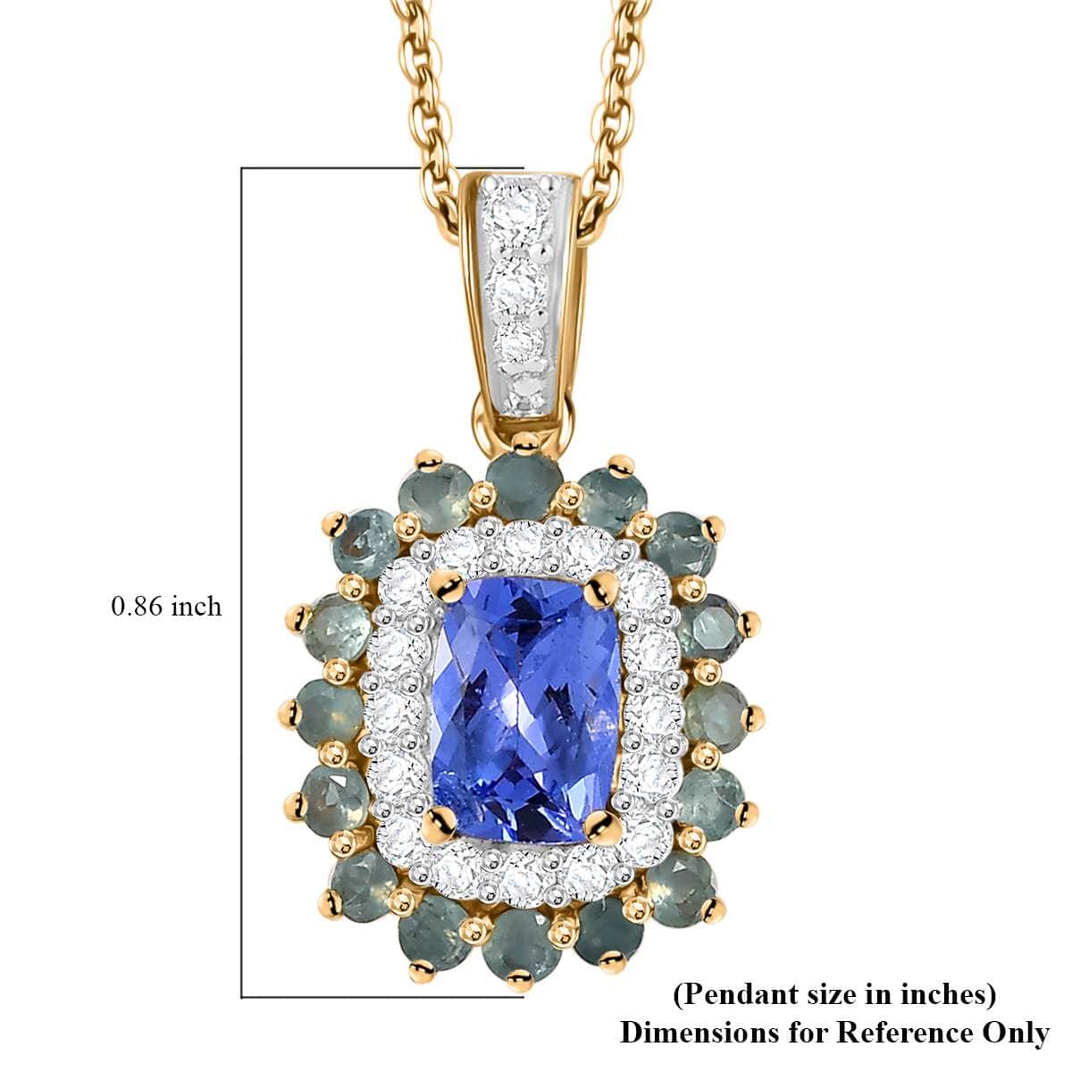 Tanzanite and Multi Gemstone 2.00 ctw Sunburst Pendant Necklace in 18K Vermeil Yellow Gold Over Sterling Silver 20 Inches image number 6