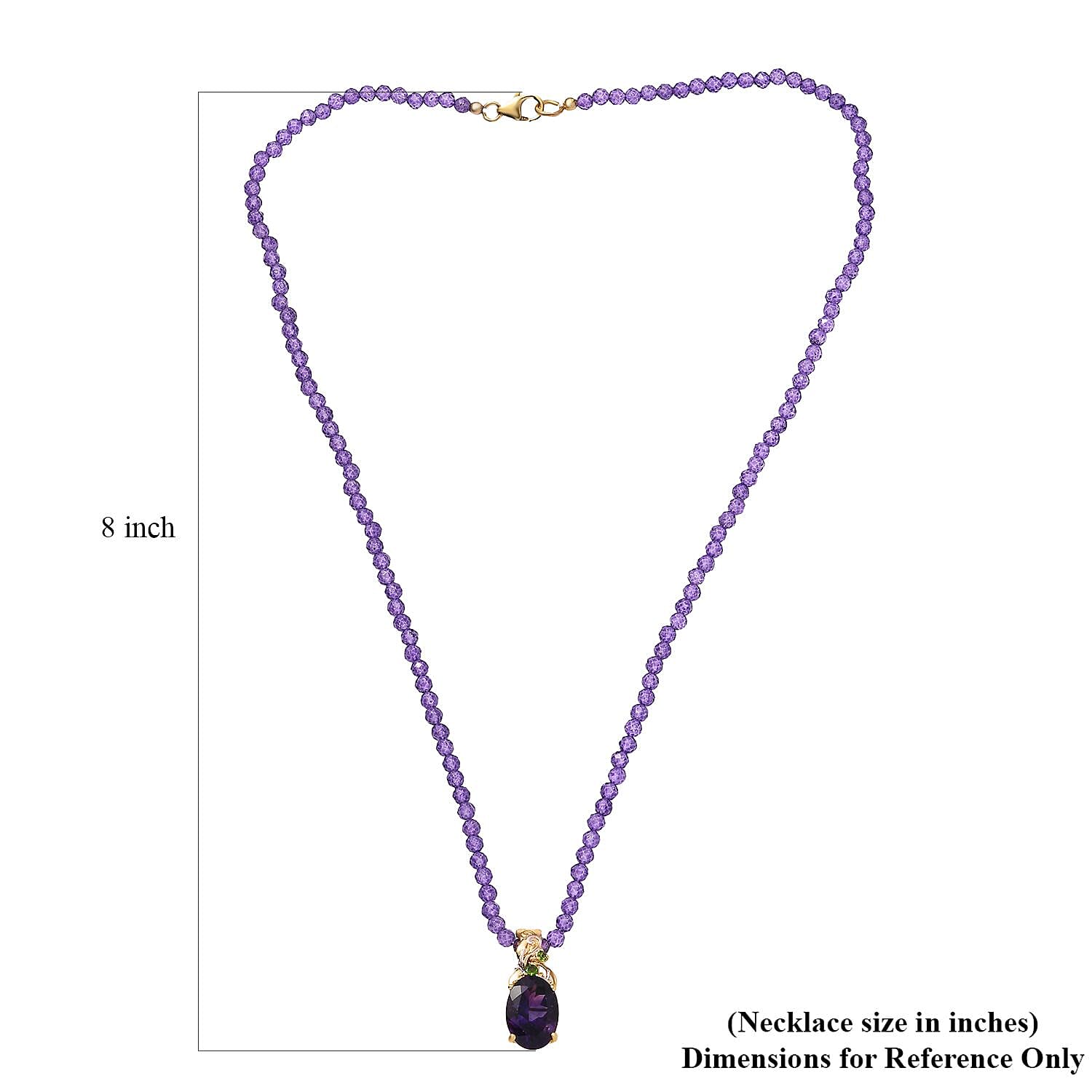 AAA Moroccan Amethyst and Chrome Diopside 56.15 ctw Floral Majesty Pendant with Amethyst Beaded Necklace in 18K Vermeil Yellow Gold Over Sterling Silver 20 Inches