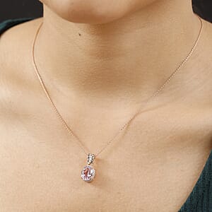 D'Joy Premium Martha Rocha Kunzite, Natural Champagne and White Diamond 3.60 ctw Twilight Blossom Pendant Necklace in 18K Vermeil Rose Gold Over Sterling Silver 20 Inches