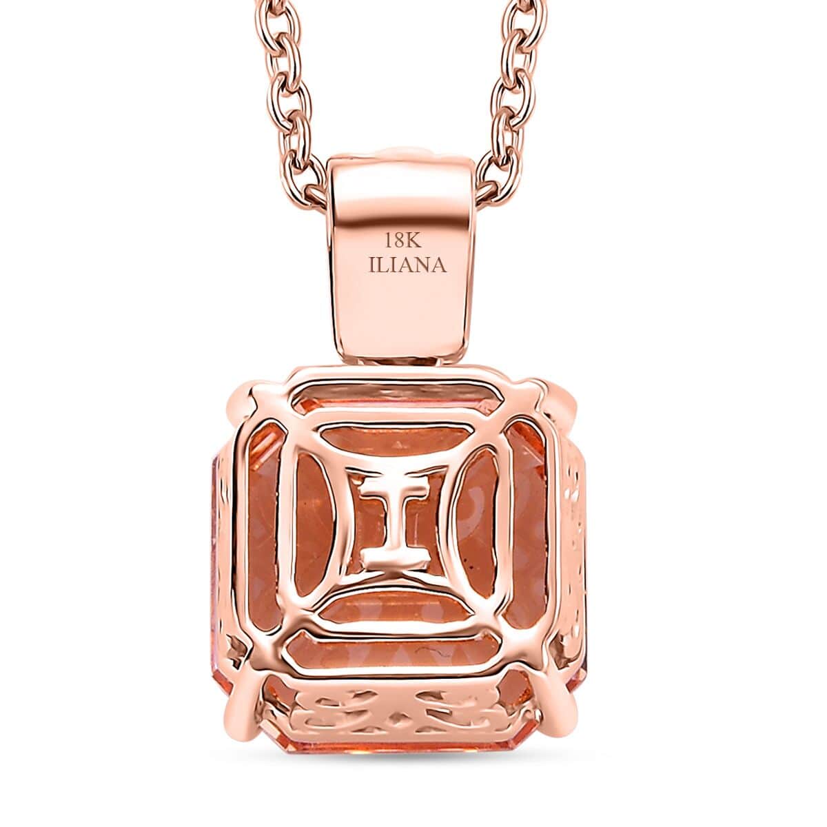 Iliana 18K Rose Gold AAA Marropino Morganite, Paraiba Tourmaline and G-H SI Diamond Accent 7.35 ctw Pendant Necklace 18 Inches 4.80 Grams image number 4