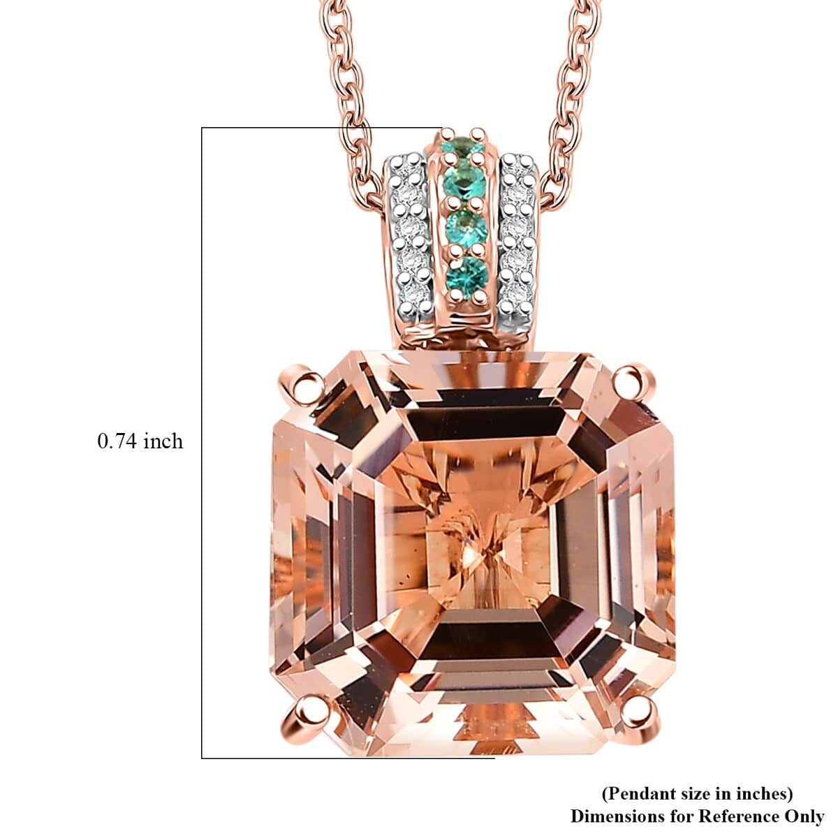 Iliana 18K Rose Gold AAA Marropino Morganite, Paraiba Tourmaline and G-H SI Diamond Accent 7.35 ctw Pendant Necklace 18 Inches 4.80 Grams image number 5