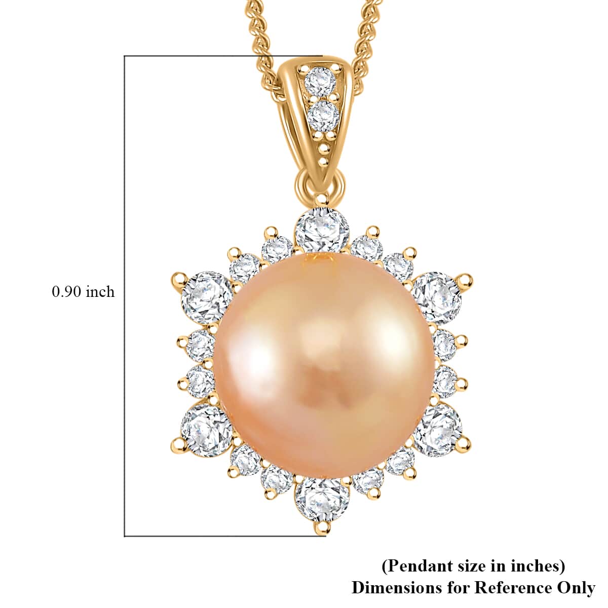 South Sea Golden Cultured Pearl and Moissanite 0.60 ctw Sunlit Elegance Pendant Necklace in 18K Vermeil Yellow Gold Over Sterling Silver 20 Inches image number 6