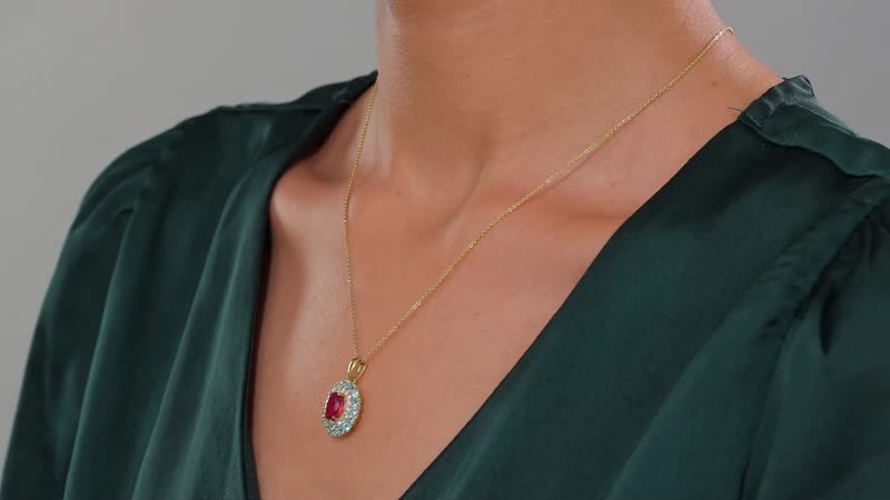 Premium Niassa Ruby (FF) and Multi Gemstone 3.00 ctw Blooming Pendant Necklace in 18K Vermeil YG Over Sterling Silver 20 Inches