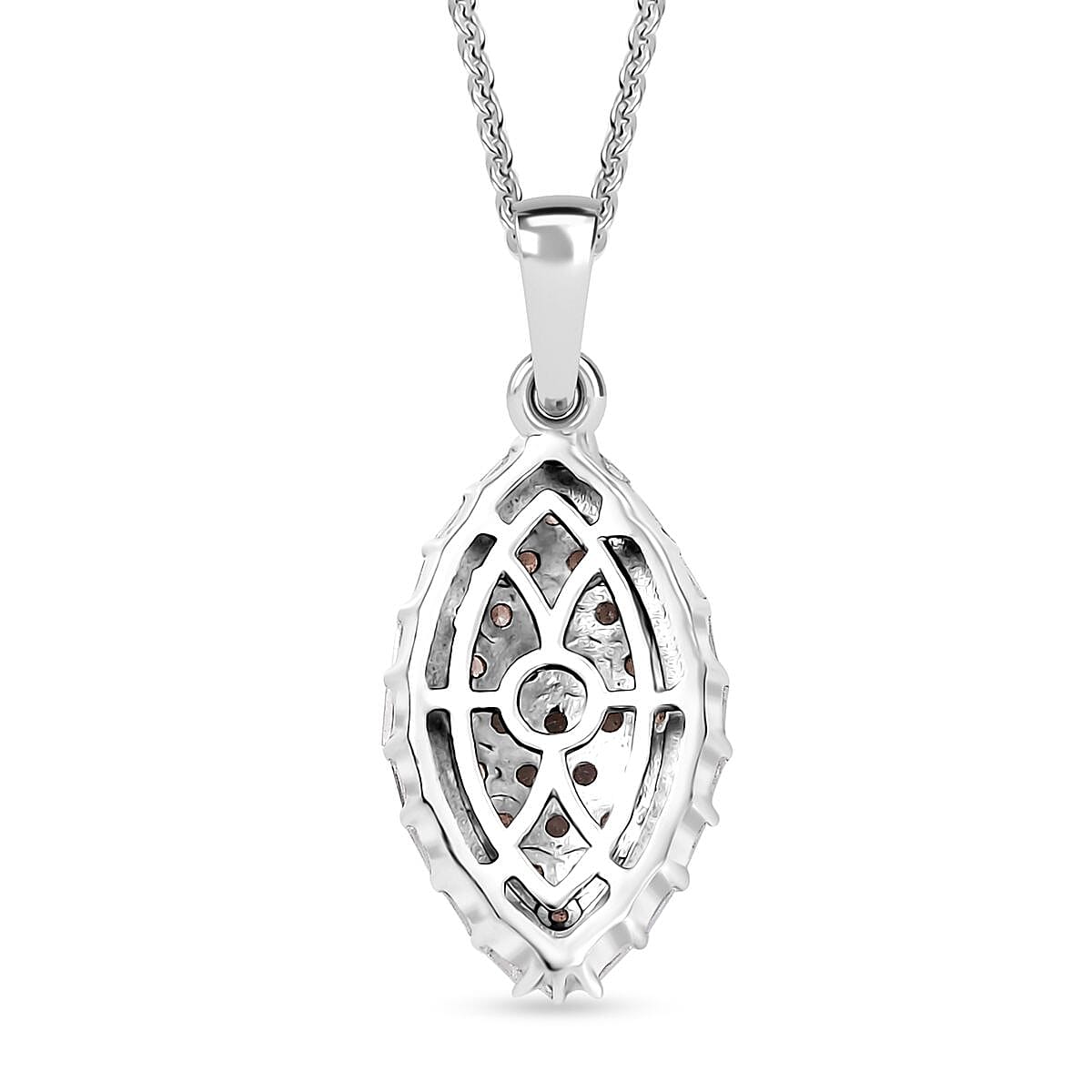 Premium Jenipapo Andalusite and Moissanite 0.85 ctw Ember Radiance Pendant Necklace in Rhodium Over Sterling Silver 20 Inches